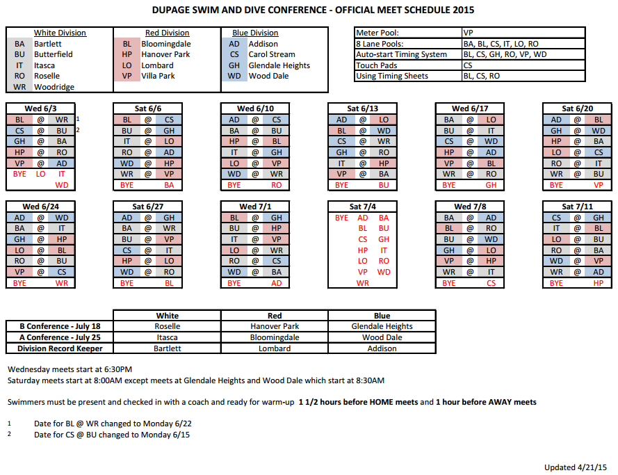 2013 Meet Schedule